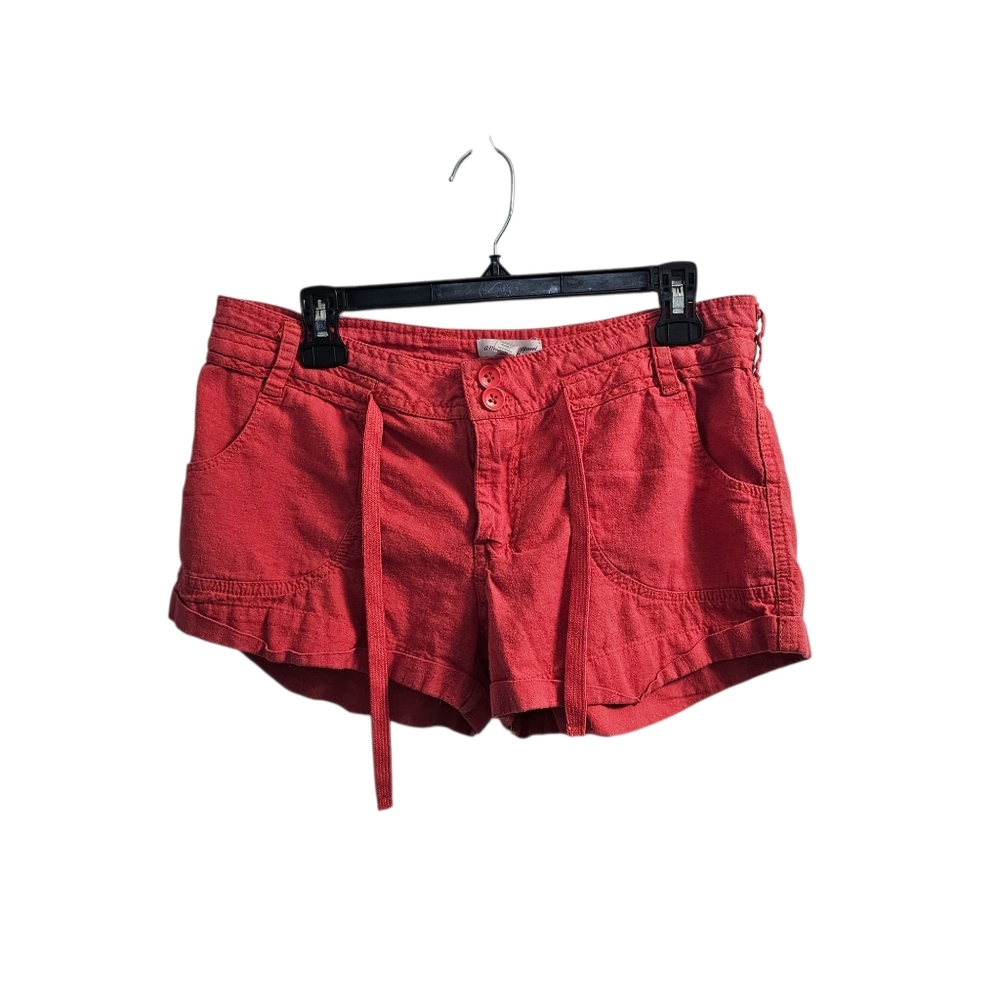 Ambiance Apparel Salmon Pink Linen Blend Casual Shorts Large Mid Rise Cuffed